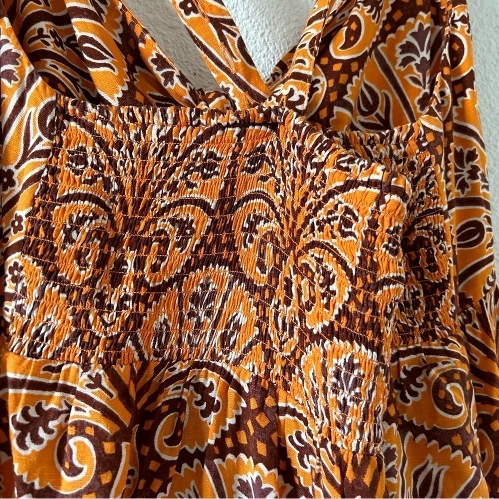 KNOX ROSE Orange Floral Halter Criss Cross Strap Midi Dress Women Sz XL NWOT - Picture 12 of 15